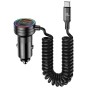 USAMS US-CC167 C33 60W Spring Cable Car Charger with Aperture(Black)