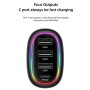 USAMS US-CC170 C34 PD30W 48W 4-port Transparent Car Fast Charger with Colorful Lights(Black)