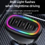 USAMS US-CC170 C34 PD30W 48W 4-port Transparent Car Fast Charger with Colorful Lights(Black)