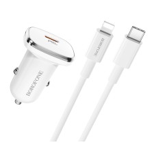 Borofone BZ12B 3A Hengrui Lasting Power Single Port PD 3.0 USB Car Charger with Type-C to 8 Pin Data Cable, Length: 1m
