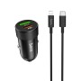 hoco Z32B Fast Reach 27W 4.5A  PD + QC3.0 Car Charger with 1m Type-C to 8 Pin Cable(Black)