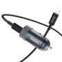 hoco Z32B Fast Reach 27W 4.5A  PD + QC3.0 Car Charger with 1m Type-C to 8 Pin Cable(Black)