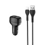 hoco Z36 Chuangyu  2.4A Dual USB Car Charger with 1m USB to 8 Pin Cable(Black)