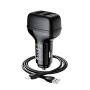 hoco Z36 Chuangyu  2.4A Dual USB Car Charger with 1m USB to 8 Pin Cable(Black)