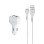 hoco Z36 Chuangyu  2.4A Dual USB Car Charger with 1m USB to 8 Pin Cable(White)