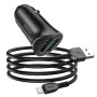 HOCO Z39 18W QC3.0 Dual Port Fast Charging Car Charger with 8 Pin Data Cable, Length: 1m(Black)