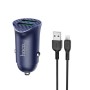 HOCO Z39 18W QC3.0 Dual Port Fast Charging Car Charger with 8 Pin Data Cable, Length: 1m(Blue)