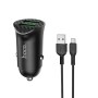 HOCO Z39 18W QC3.0 Dual Port Fast Charging Car Charger with Micro USB Data Cable, Length: 1m(Black)