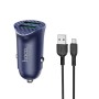 HOCO Z39 18W QC3.0 Dual Port Fast Charging Car Charger with Micro USB Data Cable, Length: 1m(Blue)