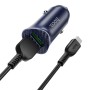 HOCO Z39 18W QC3.0 Dual Port Fast Charging Car Charger with Micro USB Data Cable, Length: 1m(Blue)