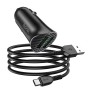 HOCO Z39 18W QC3.0 Dual Port Fast Charging Car Charger with Type-C Data Cable, Length: 1m(Black)