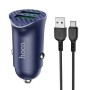 HOCO Z39 18W QC3.0 Dual Port Fast Charging Car Charger with Type-C Data Cable, Length: 1m(Blue)