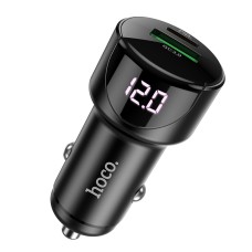 HOCO Z42 PD 20W + QC3.0 Light Road Dual Port Digital Display Fast Charging Car Charger (Black)