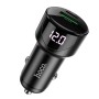 HOCO Z42 PD 20W + QC3.0 Light Road Dual Port Digital Display Fast Charging Car Charger (Black)