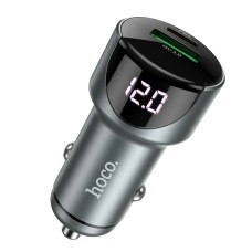 HOCO Z42 PD 20W + QC3.0 Light Road Dual Port Digital Display Fast Charging Car Charger(Tarnish)