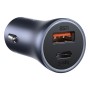 Baseus TZCCJD-0G 40W USB + USB-C / Type-C Dual Quick Charging Car Charger with 1m USB to Type-C Cable (Dark Gray)