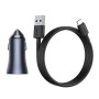 Baseus TZCCJD-0G 40W USB + USB-C / Type-C Dual Quick Charging Car Charger with 1m USB to Type-C Cable (Dark Gray)