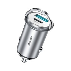 JOYROOM C-A45 20W Mini Dual-port PD + QC 3.0 Ring-pull Fast Car Charger (Silver)