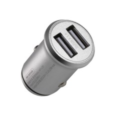 WK WP-C20 3.1A Caree Series Double USB Car Charger(Silver)