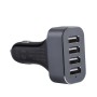 48W 9.6A 4 USB Ports Smart Car Charger, For iPhone, Galaxy, Huawei, Xiaomi, LG, HTC and Other Smart Phones, Rechargeable Devices(Black)