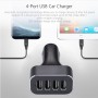 48W 9.6A 4 USB Ports Smart Car Charger, For iPhone, Galaxy, Huawei, Xiaomi, LG, HTC and Other Smart Phones, Rechargeable Devices(Black)