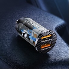 USAMS US-CC122 C23 36W Dual USB Mini Transparent Car Charger(Black)