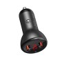 Baseus 45W Digital Display Dual SCP Quick Charger USB + USB Car Charger (Grey)