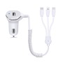 WK WP-C24 3.1A Explore The 3-in-1 Free Edition 8 Pin / Micro USB / USB-C / Type-C Data Cable + USB Car Charger (White)