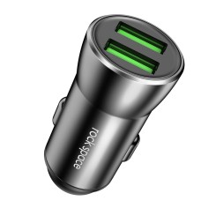 Rock H8 12W 2.4A выходной uput USB Smart Car Charger (черный)