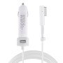 60W 5.1V 2.1A USB Interface Car Charger with 16.5V 3.65A L MagSafe Interface Data Cable(White)