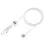 60W 5.1V 2.1A USB Interface Car Charger with 16.5V 3.65A T MagSafe 2 Interface Data Cable(White)