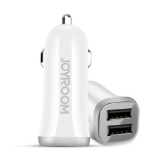 JOYROOM C-M216 Dual USB Ports 3.1A Quick Car Charger, For iPhone, Galaxy, Sony, Lenovo, HTC, Huawei, and other Smartphones(White)