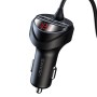 USAMS US-CC119 C22 3.4A Dual USB Digital Display Car Charger with 3 In 1 Spring Cable