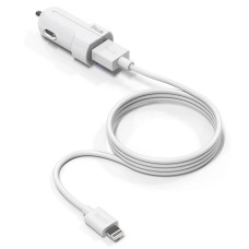 IVON CC13 QC 3.0 Fast Charging Car Charger Set with 8 Pin Charging Cable (White)