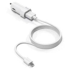 IVON CC13 QC 3.0 Fast Charging Car Charger Set with Type-C / USB-C Charging Cable (White)