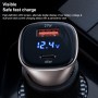 USAMS US-CC154-1 C29 45W Zinc Alloy Dual USB Fast Charging Digital Display Car Charger