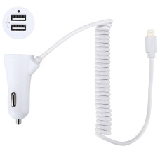 3.1A Dual Ports 8 Pin Wired Smart Car Charger, For iPhone X / 8 Plus / 7 Plus / 8 / 7 / 6 Plus / 6s Plus, iPad (White)