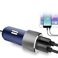 Ситчик Rock 3.4a Dual USB-порты USB-C / Type-C Smart Car Charger, для iPhone, Galaxy, Sony, Lenovo, HTC, Huawei и других смартфонов (синий)