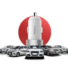 Ситчик Rock 3.4a Dual USB-порты USB-C / Type-C Smart Car Charger, для iPhone, Galaxy, Sony, Lenovo, HTC, Huawei и других смартфонов (белые)