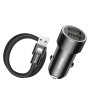 Baseus 3.4A Dual USB Ports Car Charger with 2A 1m 8 Pin Braided Cable Set, For iPhone, Galaxy, Sony, Lenovo, HTC, Huawei, and other Smartphones