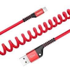 Baseus 1m 2A 8 pin USB Fish Eye Spring Car Charger Cable, For iPhone X, iPhone 8, iPhone 7 & 7 Plus, iPhone 6 & 6s, iPhone 6 Plus & 6s Plus, iPhone 5 & 5s & SE, iPad(Red)