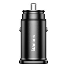 Baseus CCALL-DS01 30W Max Dual QC3.0 / SCP / PE / AFC Aluminum Alloy Smart Car Charger(Black)