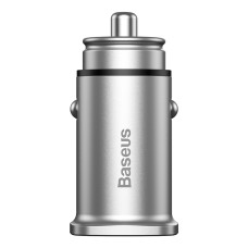 Baseus CCALL-DS0S 30W Max Dual QC3.0 / SCP / PE / AFC Aluminum Alloy Smart Car Charger(Silver)