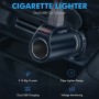 FLOVEME Digital Display 3.1A Dual-USB + Cigarette Sockets Car Fast Charger for iPhone, Galaxy, Sony, Lenovo, HTC, Huawei, and other Smartphones (Black)