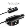 Floveme Digital Display 3.1a Dual-USB + Cigarette Car Car Car Fast Charger для iPhone, Galaxy, Sony, Lenovo, HTC, Huawei и других смартфонов (черный)