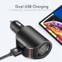 FLOVEME Digital Display 3.1A Dual-USB + Cigarette Sockets Car Fast Charger for iPhone, Galaxy, Sony, Lenovo, HTC, Huawei, and other Smartphones (Black)