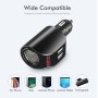 FLOVEME Digital Display 3.1A Dual-USB + Cigarette Sockets Car Fast Charger for iPhone, Galaxy, Sony, Lenovo, HTC, Huawei, and other Smartphones (Black)