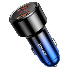 Baseus 45w Dual Car Car Digital Display Intelligent Quick Charge Charger (Swilight Blue)