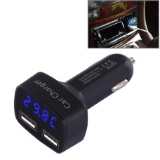 4 in 1 5V 3.1A Dual Ports Car Charger with Voltage, Temperature and Current Display(Black)