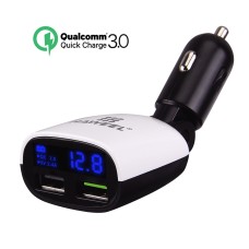 HAWEEL 3.4A Dual USB Ports LED Display QC 3.0 Quick Car Charger for Smartphone / Tablet PC, Support  FCP and AFC Fast Charging Protocol(Black)